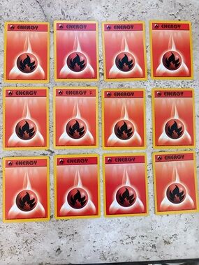 MINT 126/130 & 96/102 Pokémon Fire Energy Cards - Lot of 12 TCG